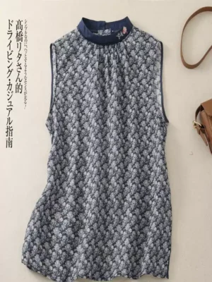 碎花刺繡無袖上衣